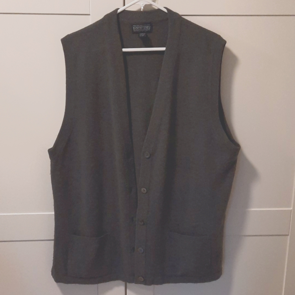 Land's End Gray 100% Cashmere Vest Size 18-20